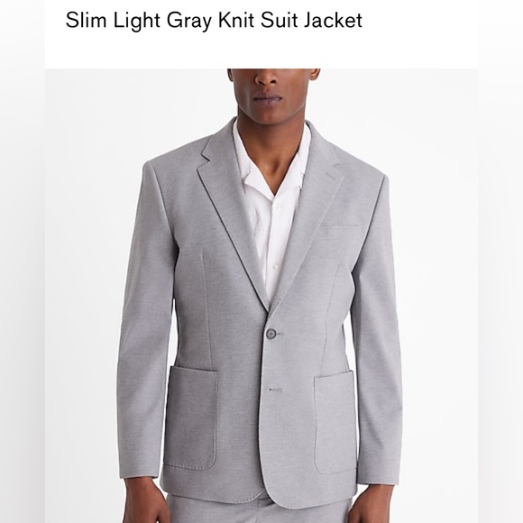 ✨EXPRESS✨ Slim Light Gray Knit Suit Jacket - Picture 3 of 10